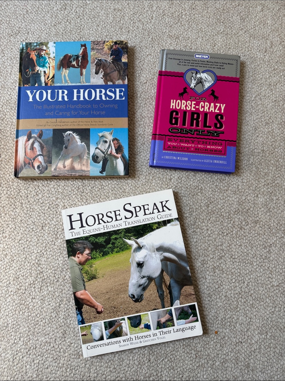 Horse Speak + Your Horse + Horse-Crazy Girls Book Bundle - Blue, Pink, White